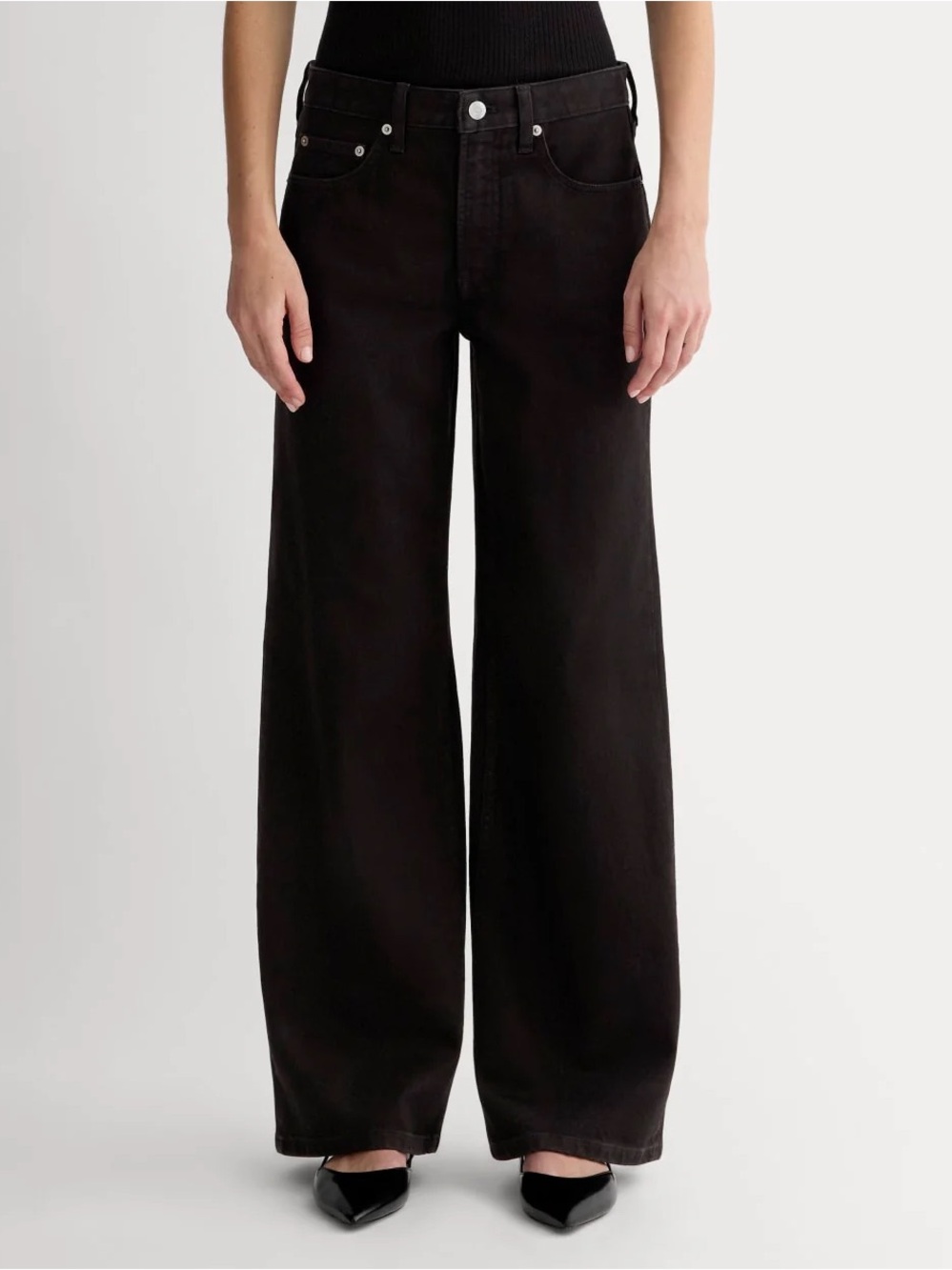 Everlane Black Wide Leg Flare Jeans